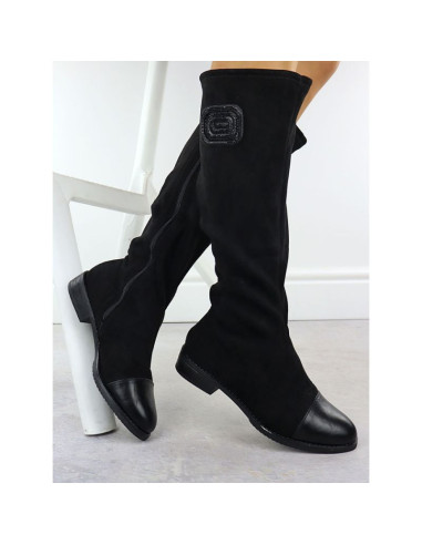 Kozaki zamszowe damskie czarne m.daszyński mr2251-19