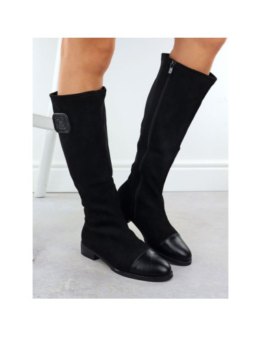 Kozaki zamszowe damskie czarne m.daszyński mr2251-19