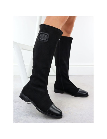 Kozaki zamszowe damskie czarne m.daszyński mr2251-19