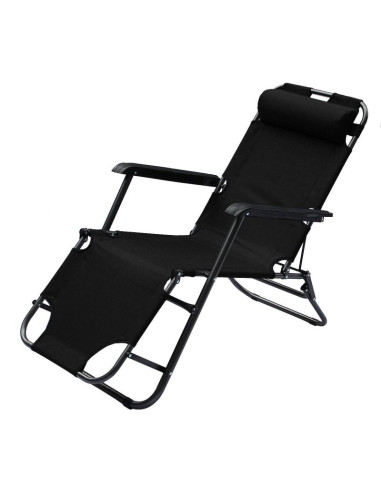 Fotel wielopozycyjny level z zagłówkiem czarny