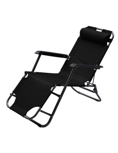 Fotel wielopozycyjny level z zagłówkiem czarny