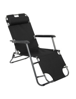 Fotel wielopozycyjny level z zagłówkiem czarny 2