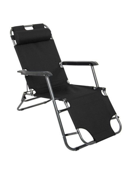Fotel wielopozycyjny level z zagłówkiem czarny
