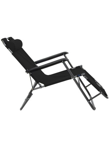 Fotel wielopozycyjny level z zagłówkiem czarny