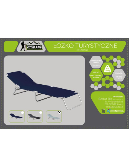 Łóżko turystyczne kempingowe składane szare