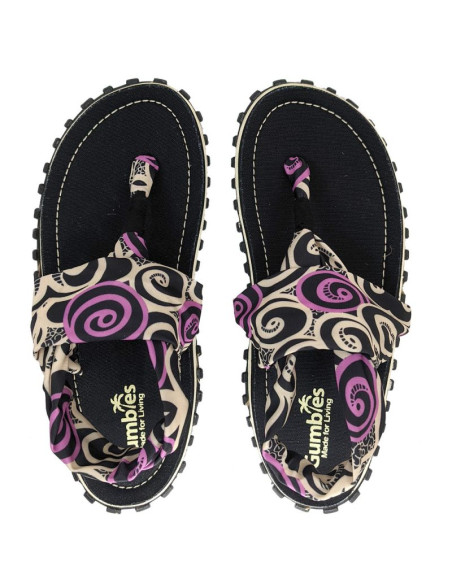 Gumbies - damskie japonki slingback - black swirls