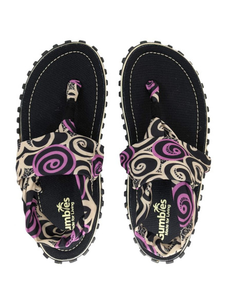 Gumbies - damskie japonki slingback - black swirls