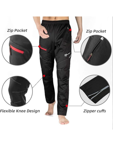 Rockbros długie spodnie rowerowe męskie czarne 4xl