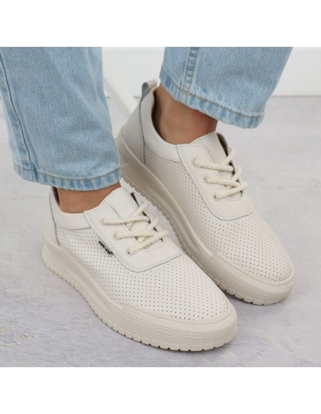 Skórzane sneakersy damskie na koturnie czarne sergio leone pb236-s