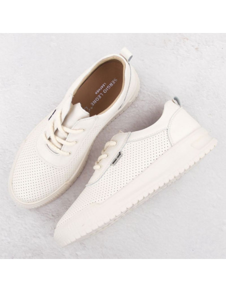 Skórzane sneakersy damskie na koturnie czarne sergio leone pb236-s