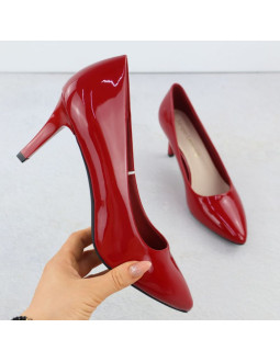 Szpilki czółenka damskie lakierowane czerwone sergio leone 1336