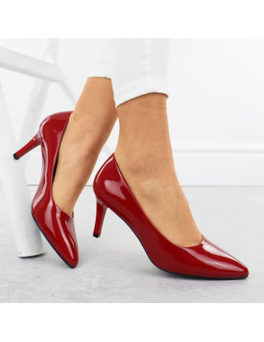 Szpilki czółenka damskie lakierowane czerwone sergio leone 1336