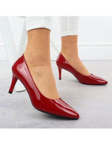 Szpilki czółenka damskie lakierowane czerwone sergio leone 1336