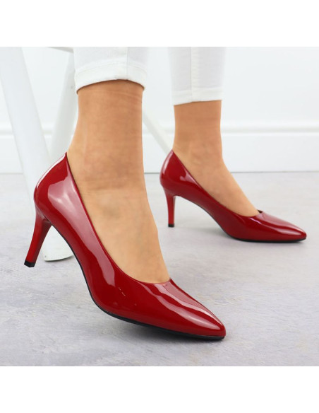 Szpilki czółenka damskie lakierowane czerwone sergio leone 1336