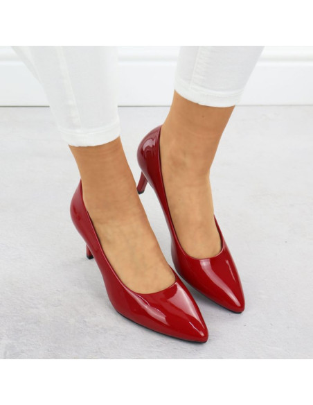 Szpilki czółenka damskie lakierowane czerwone sergio leone 1336