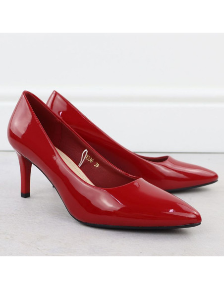 Szpilki czółenka damskie lakierowane czerwone sergio leone 1336
