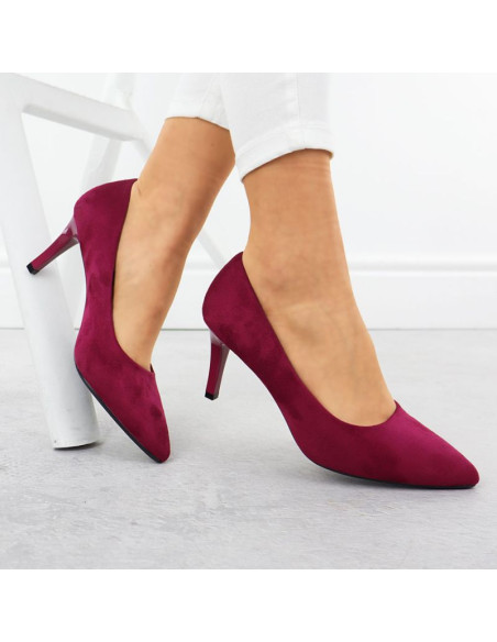 Szpilki czółenka damskie zamszowe fuksja sergio leone 1336