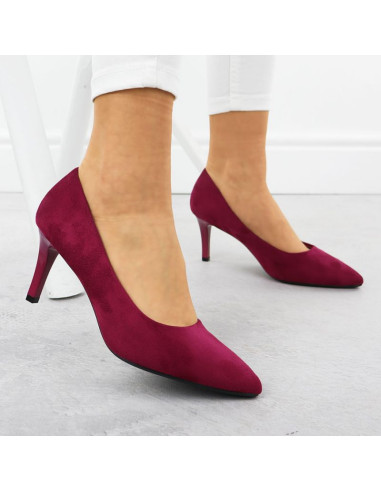 Szpilki czółenka damskie zamszowe fuksja sergio leone 1336