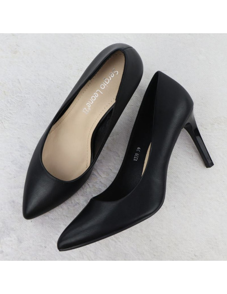 Czółenka szpilki czarne sergio leone 1339