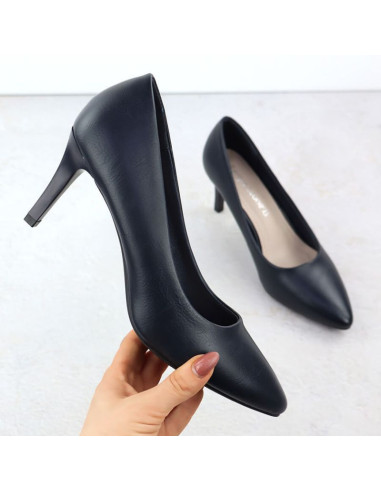 Szpilki czółenka damskie granatowe sergio leone 1336