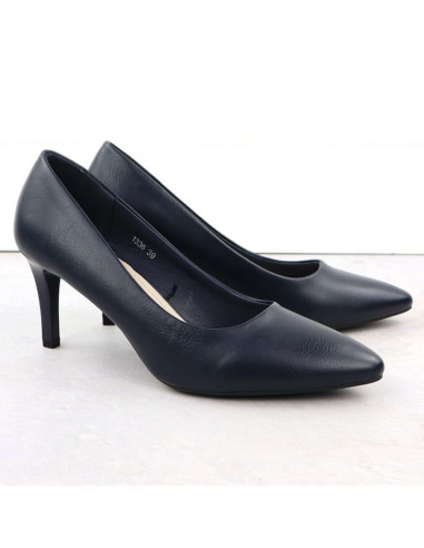 Szpilki czółenka damskie granatowe sergio leone 1336