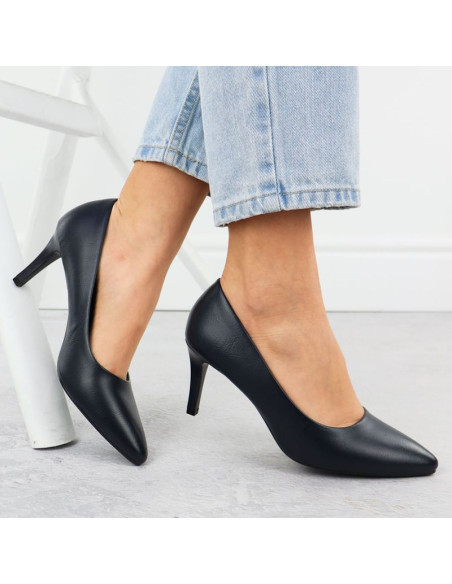 Szpilki czółenka damskie granatowe sergio leone 1336