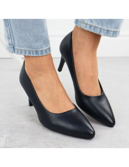 Szpilki czółenka damskie granatowe sergio leone 1336