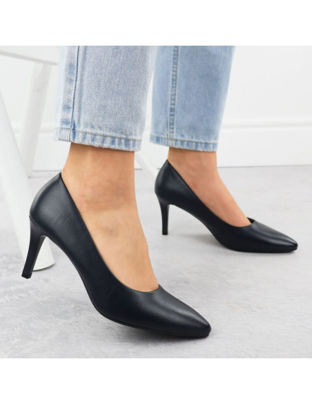 Szpilki czółenka damskie granatowe sergio leone 1336