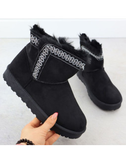 Botki damskie śniegowce zamszowe czarne potocki 06303 2