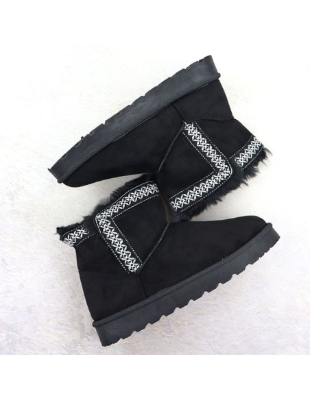 Botki damskie śniegowce zamszowe czarne potocki 06303