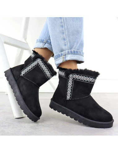 Botki damskie śniegowce zamszowe czarne potocki 06303