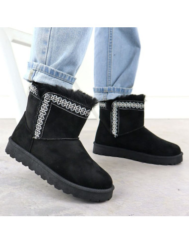 Botki damskie śniegowce zamszowe czarne potocki 06303