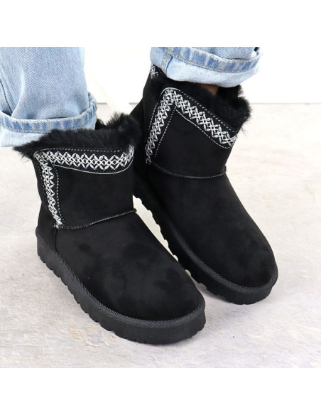 Botki damskie śniegowce zamszowe czarne potocki 06303