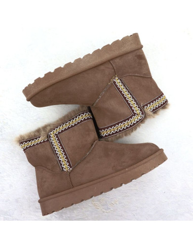 Botki damskie śniegowce zamszowe brązowe potocki 06303