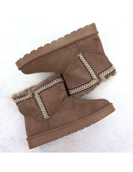 Botki damskie śniegowce zamszowe brązowe potocki 06303