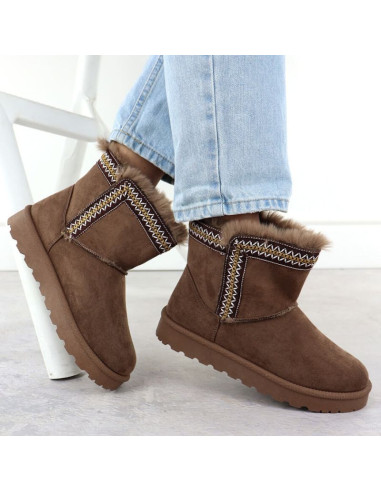 Botki damskie śniegowce zamszowe brązowe potocki 06303