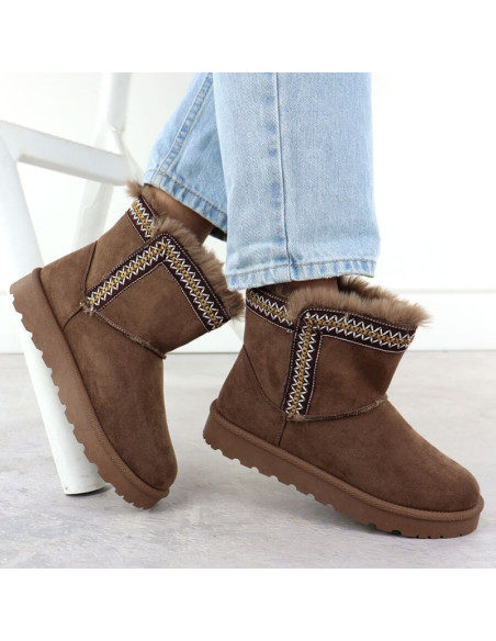 Botki damskie śniegowce zamszowe brązowe potocki 06303