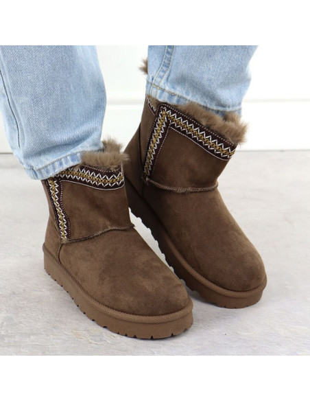 Botki damskie śniegowce zamszowe brązowe potocki 06303