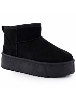 Botki damskie śniegowce zamszowe czarne potocki 16322