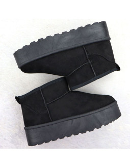 Botki damskie śniegowce zamszowe czarne potocki 16322 2
