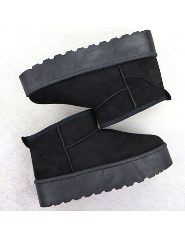 Botki damskie śniegowce zamszowe czarne potocki 16322