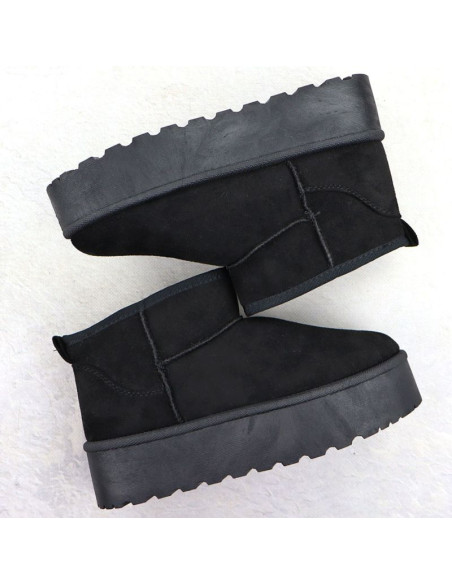 Botki damskie śniegowce zamszowe czarne potocki 16322