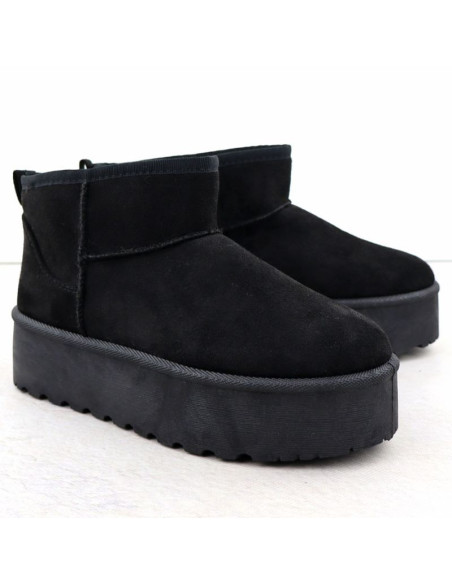 Botki damskie śniegowce zamszowe czarne potocki 16322
