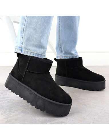 Botki damskie śniegowce zamszowe czarne potocki 16322