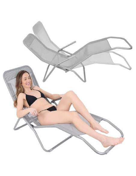 Leżak fotel składany grawitacyjny lazzy szary enero camp
