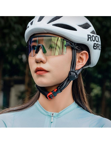 Okulary rowerowe rockbros fotochromowe, z ochroną uv i wkładką korekcyjną - przezroczyste czarne