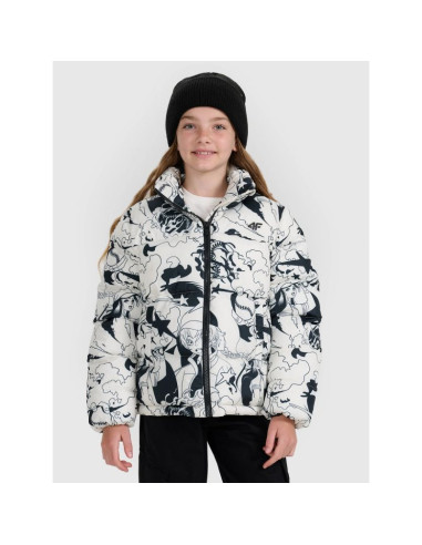 Kurtka puchowa z wypełnieniem syntetycznym dziewczęca 4f 4fjraw25tdjaf0748-11a