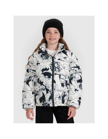 Kurtka puchowa z wypełnieniem syntetycznym dziewczęca 4f 4fjraw25tdjaf0748-11a