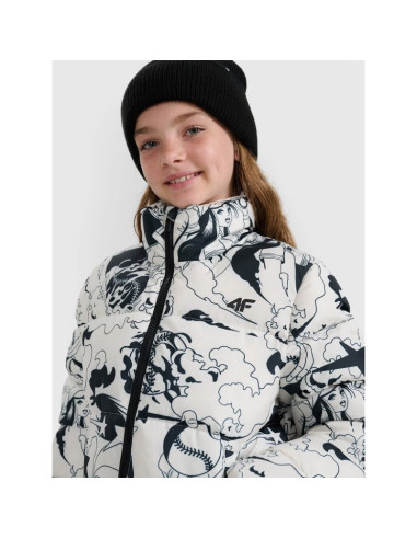 Kurtka puchowa z wypełnieniem syntetycznym dziewczęca 4f 4fjraw25tdjaf0748-11a