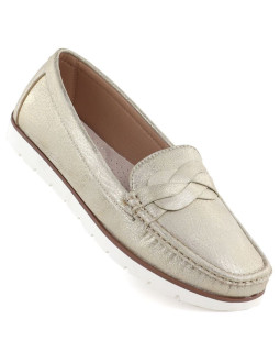 Półbuty damskie mokasyny złote vice versa 834281